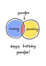 Cute Birthday Card - For Grandad - Venn Diagram created by Olla