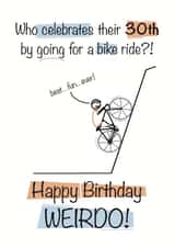 30th birthday card for anyone who loves a bike ride on their birthday created by Shore Designs