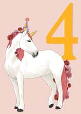 Happy 4th unicorn birthday created by Molly & George Illustration