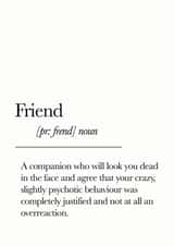 Funny Birthday Card - Friend - Definition created by Blueberry Unicorns
