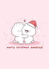 Kawaii Asian food pun Christmas card - merry christmas dumpling - bao buns created by Rosalie Perl
