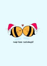 Kawaii cute bumble bee Christmas card created by Rosalie Perl