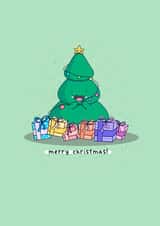 Kawaii cute Christmas tree Christmas card created by Rosalie Perl