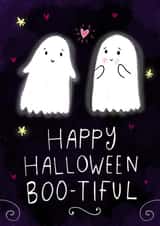 Cute Halloween Card for Significant Other - 'Happy Halloween Boo-tiful' created by Holly Bushnell Illustration