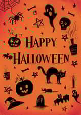 Classic Happy Halloween Card created by Holly Bushnell Illustration