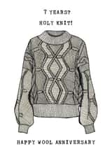 Funny 7th anniversary card - Wool Anniversary - Holy Knit! created by Panda and the Prince