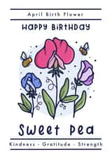 April birth flower happy birthday card - sweet pea created by Joanne Hawker