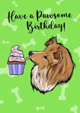 Birthday Card with adorable dog and cupcake! created by Pucci Illustrations