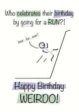 Amusing birthday card ideal for any enthusiastic runner created by Shore Designs