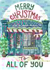 Cute Christmas shop card with a dachshund created by Faye Finney