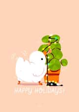 Cute Derpy Holidays Card | Christmas Tree Lights | Duck Cottage Core Plant Bird created by Emma's Illustrations