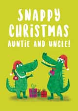 Cute Crocodile Auntie and Uncle Christmas Card created by Hannah Jayne Lewin
