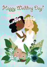 Cute Interracial Same-Sex Wedding Card for Women created by Curtis Allen