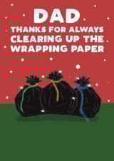 Funny Christmas Card for Your Dad - who clears up the wrapping paper! created by Pickled Prints