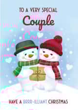 Christmas Card for Friends - Cute Snowmen Card for Couple at Xmas - Special Mate created by Bev O'Connor || @oconnordesign