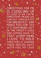 Cute and heartfelt Christmas card for the one you love - what Christmas means created by Pickled Prints