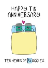 10th anniversary card for husband or wife. Happy tin anniversary. created by Schnauzer Scribbles