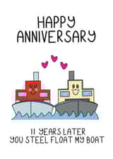 11th anniversary card for husband or wife. Happy Steel anniversary. created by Schnauzer Scribbles