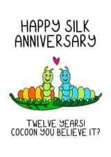 12th anniversary card for husband or wife. Happy silk anniversary. created by Schnauzer Scribbles