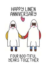 4th anniversary card for husband or wife. Happy linen anniversary! created by Schnauzer Scribbles
