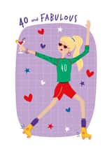 40th Birthday Card Age Forty - Roller-skate Cocktail Disco - 40 and Fabulous created by Little Stringers