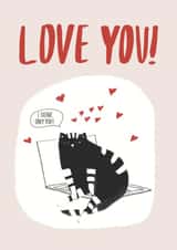 Valentine's Day Card With A Cute Black Cat - Love you - For All People created by Nuta Mart