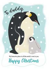 Cute Daddy and baby penguin Christmas card created by One Day in May Design