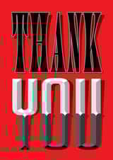 Thank you in decorative and dramatic letters created by Sarah Hyndman