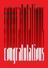 Congratulations — in dramatic letters with a big shadow created by Sarah Hyndman