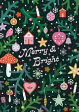 Cute Christmas Tree Baubles and Ornaments Card - Merry & Bright created by Carly Watts