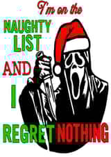 Alternative Christmas Card-Ghost face-I'm on the naughty list & I regret nothing created by Sister Resin Crafts designs 