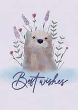 Cute Floral Otter Card - Best Wishes created by sarinyaprints