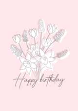 Pink Floral Bouquet Birthday Card created by sarinyaprints