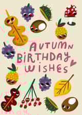 Cute Autumn Wishes Birthday Card for friend or family created by @AimeeStevens.Design