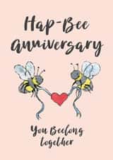 Anniversary card for a lovely couple featuring cute bees holding a heart. created by Helen Morgan Illustration