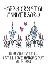 15th wedding anniversary card for husband or wife - Crystal anniversary card created by Schnauzer Scribbles