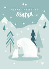 Sweet Christmas card featuring a cute polar bear and cub - Mama Bear Christmas. created by Katy Clemmans