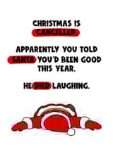 Merry Christmas happy Christmas card funny good bad Santa died cancelled created by Naomi Park