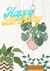 Cute Houseplant Happy Birthday Card created by Scribe Design House
