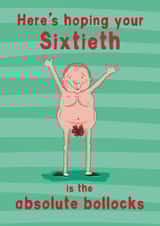 Funny Bollocks 60th birthday card. Perfect for husband, boyfriend and more created by Running with Scissors