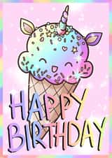 Unicorn Icecream Cone Rainbow Birthday Card created by Trickyy