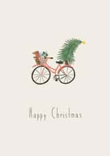 cute Christmas card - presents on bike - hand drawn created by Molly Redmond Design