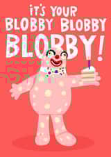 Mr Blobby Noel's House Party Funny Birthday Card created by Lucy Maggie Designs