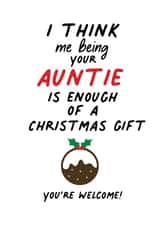 Cute funny Christmas Card from auntie, to send to your Neice / nephew created by IWLT