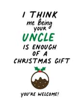 Cute funny Christmas Card from uncle, to send to your Neice / nephew. created by IWLT
