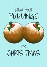 Funny Christmas Card - Puddings created by Apple Grumble Designs