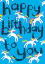 Cute happy birthday card for Unicorn fans of all ages created by Jo Brown