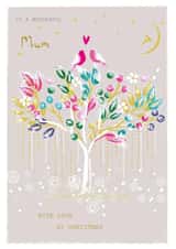 Beautiful Robins Card for Mum - Robins on Winter Berry Tree - Love at Christmas created by SABIVO Design by Sabina