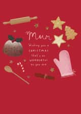 Cute Christmas baking icons card for your Mum created by Sarah Hustwaite Illustration