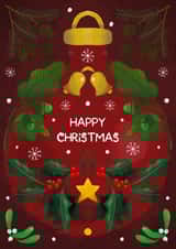 Festive red bauble Christmas card for friends and family - folk art - pretty created by Art by Reebee